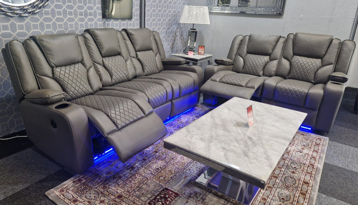 Orlando 3+2 Grey Electric Recliner Sofa Set – view 9