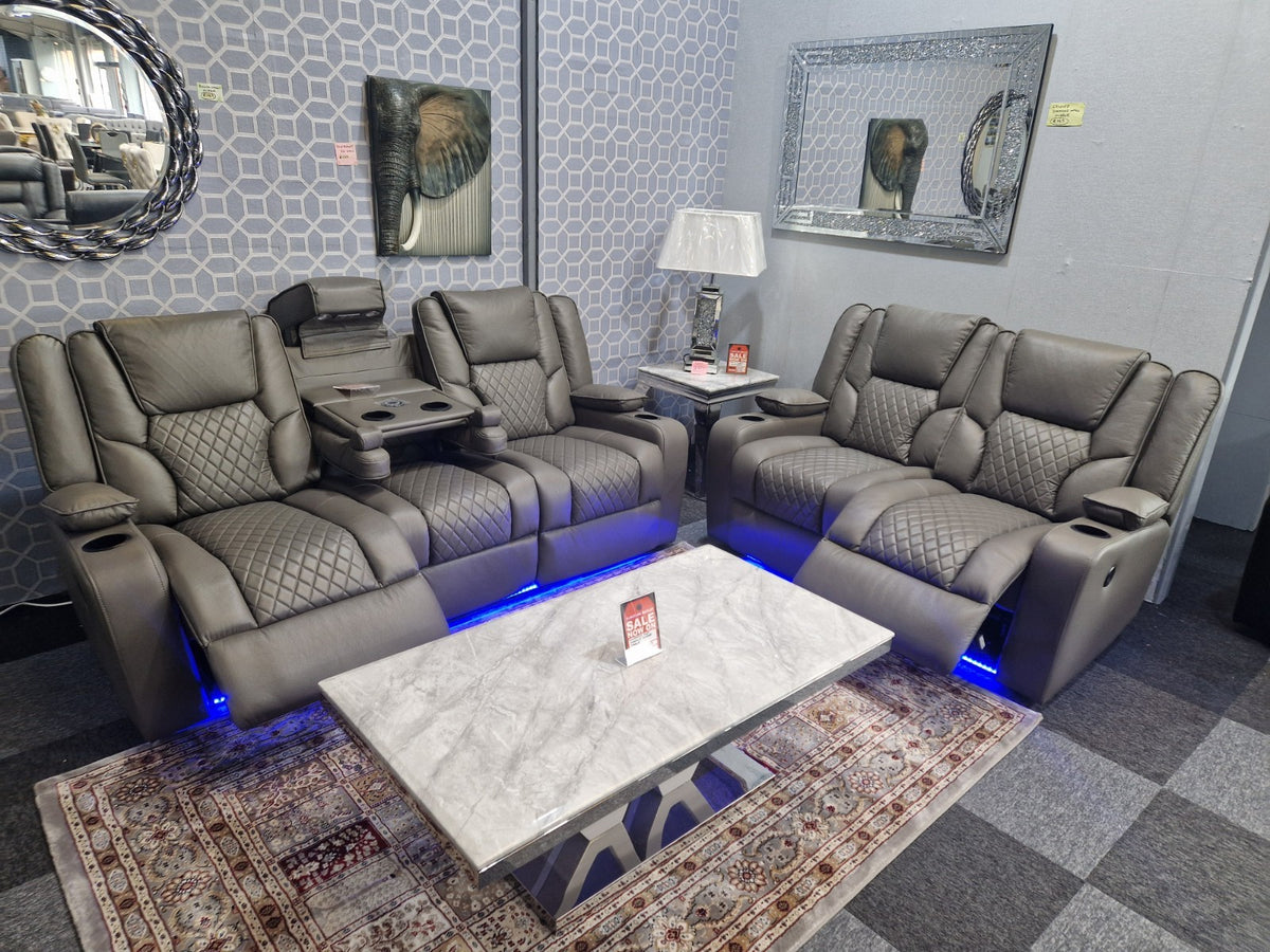 Orlando 3+2 Grey Electric Recliner Sofa Set – view 6