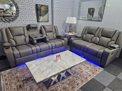 Orlando 3+2 Grey Electric Recliner Sofa Set – view 4