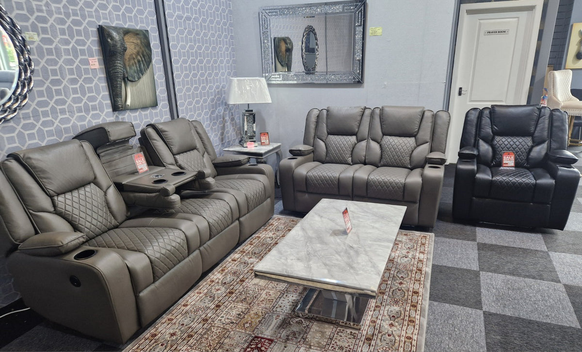 Orlando 3+2 Grey Electric Recliner Sofa Set – view 15