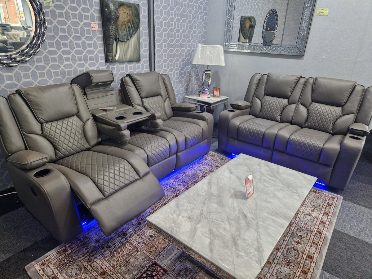 Orlando 3+2 Grey Electric Recliner Sofa Set – view 5