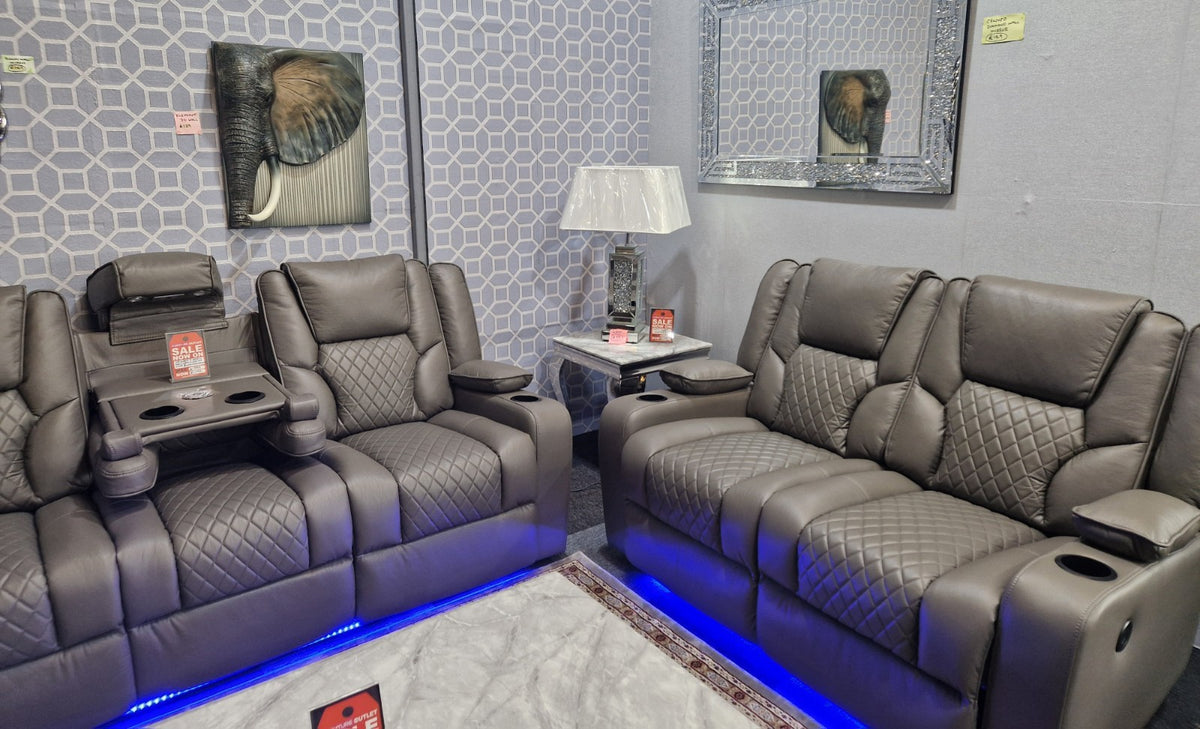 Orlando 3+2 Grey Electric Recliner Sofa Set – view 14