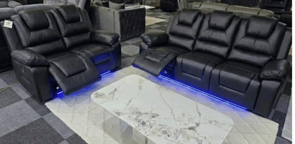 Oxford 3+2 Electric Recliner Sofa Set – Tech Leather, USB, LED & Cup Holders
