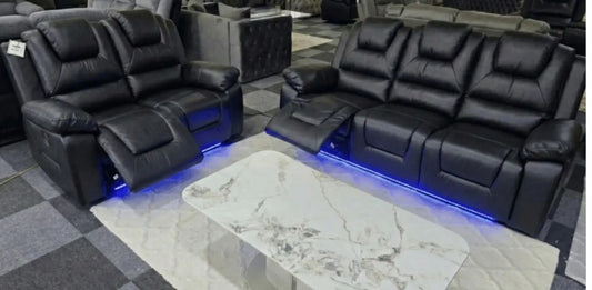 Oxford 3+2 Electric Recliner Sofa Set – Tech Leather, USB, LED & Cup Holders