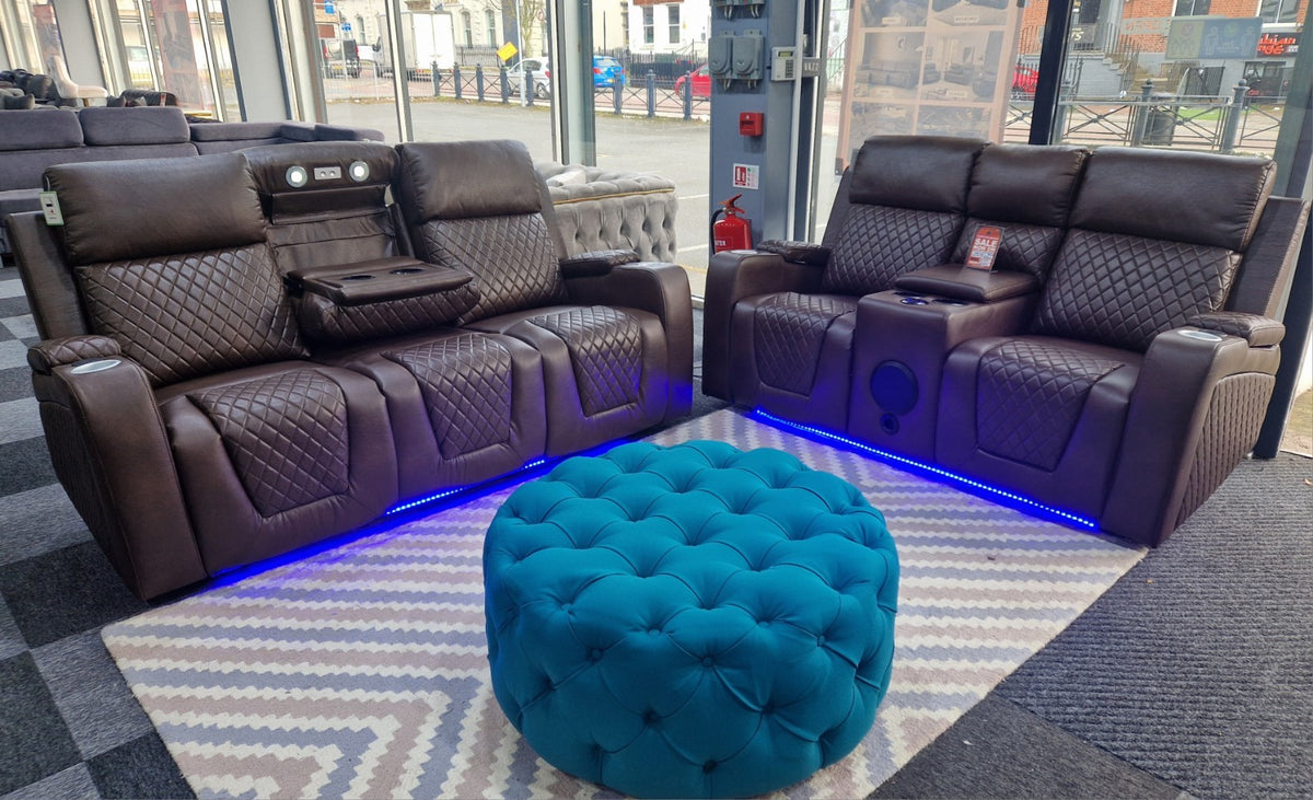 Florida 3+2 Brown Electric Recliner Sofa Set – view 2