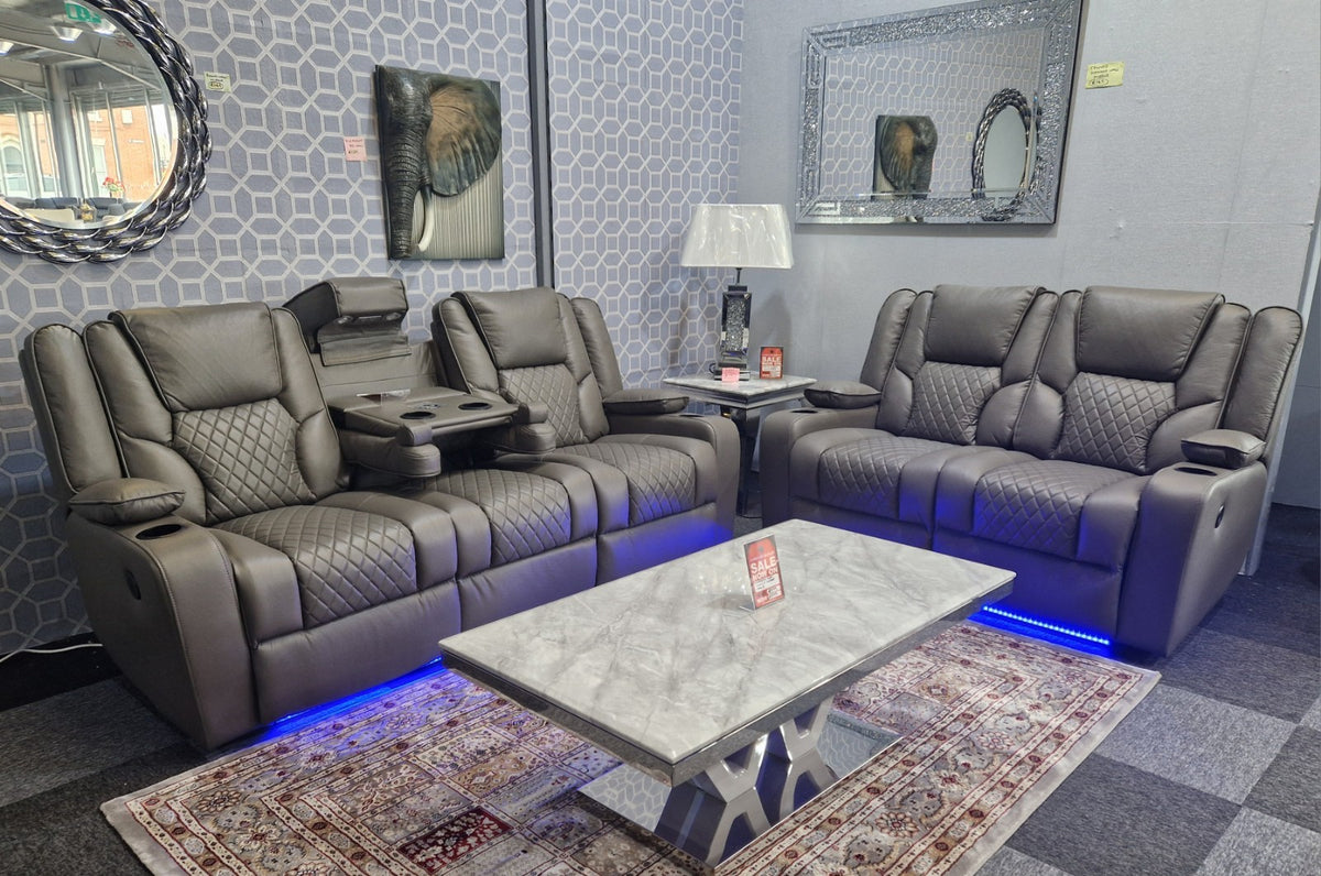 Orlando 3+2 Grey Electric Recliner Sofa Set – view 8