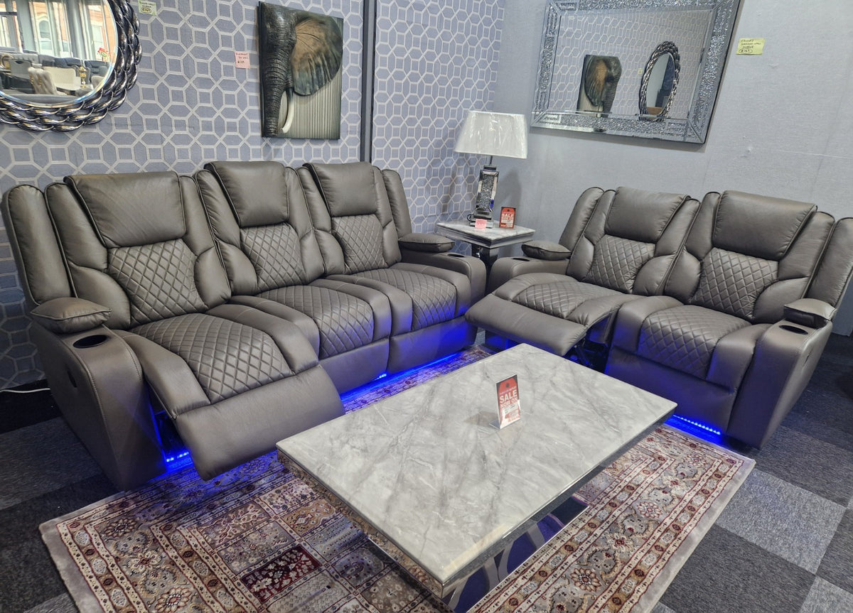 Orlando 3+2 Grey Electric Recliner Sofa Set – view 3