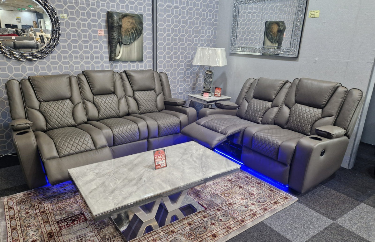 Orlando 3+2 Grey Electric Recliner Sofa Set – view 2