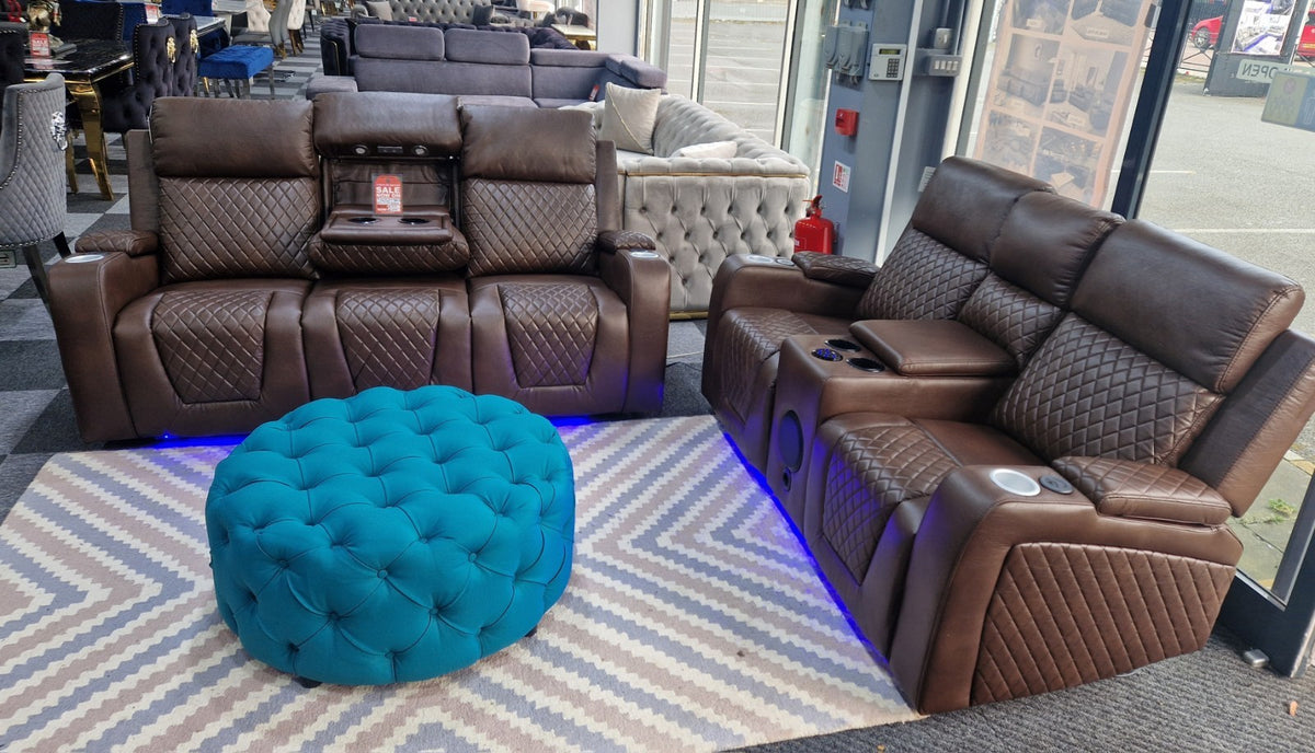 Florida 3+2 Brown Electric Recliner Sofa Set – view 3