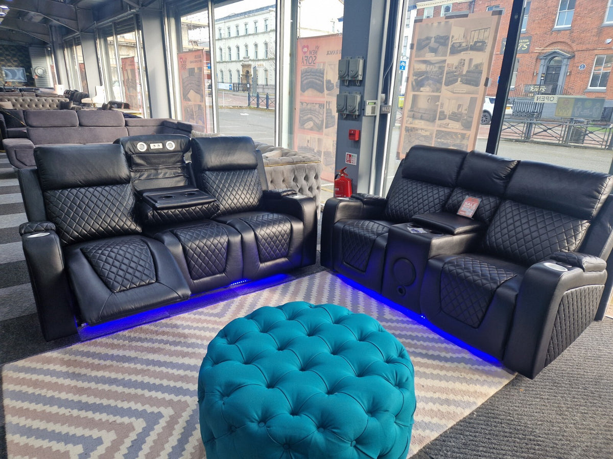 Florida 3+2 Black Electric Recliner Sofa Set – view 4