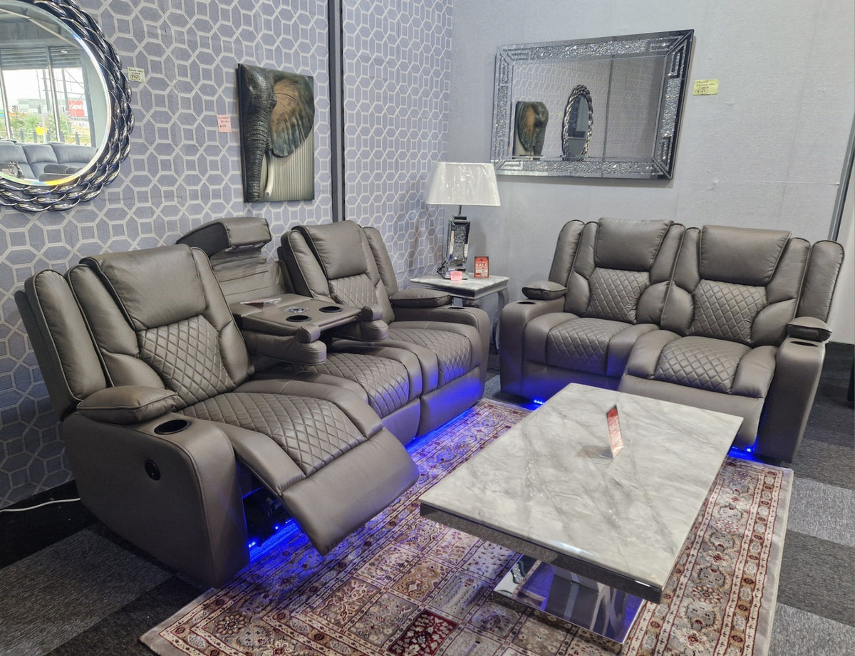 Orlando 3+2 Grey Electric Recliner Sofa Set – view 7