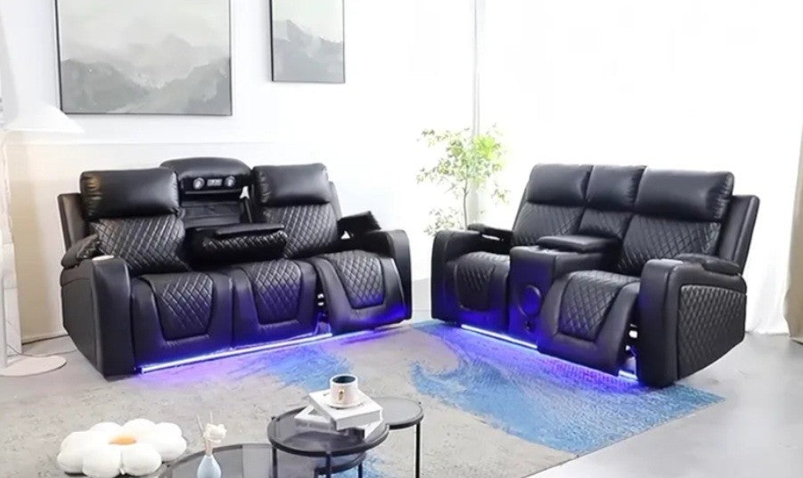 Florida 3+2 Black Electric Recliner Sofa Set – view 7