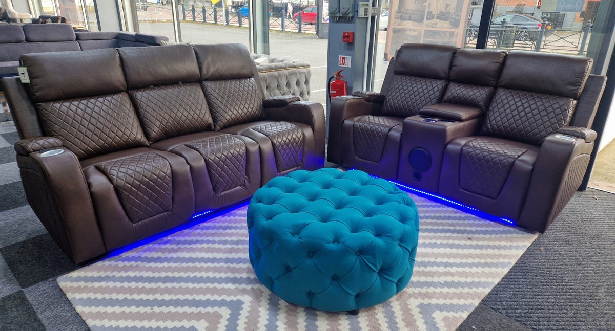 Florida 3+2 Brown Electric Recliner Sofa Set – view 5