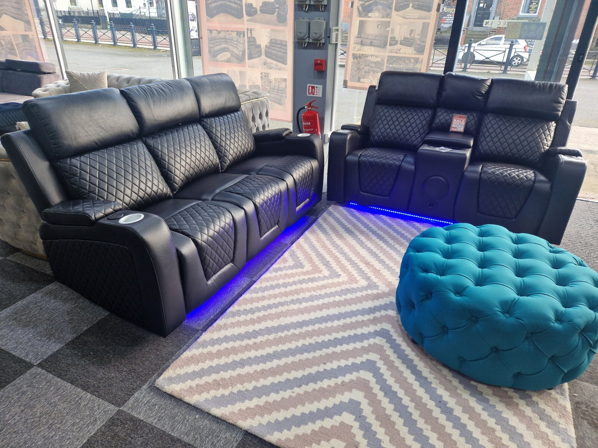 Florida 3+2 Black Electric Recliner Sofa Set – view 3