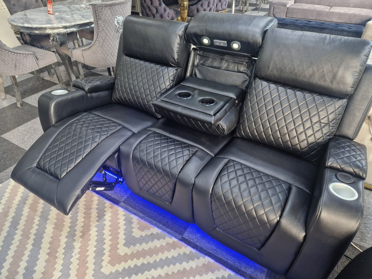 Florida 3+2 Black Electric Recliner Sofa Set – view 15